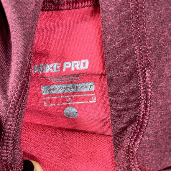 Nike Pro Stay Warm Compression Hoodie Women's Large Pink Red Pullover - Picture 3 of 7